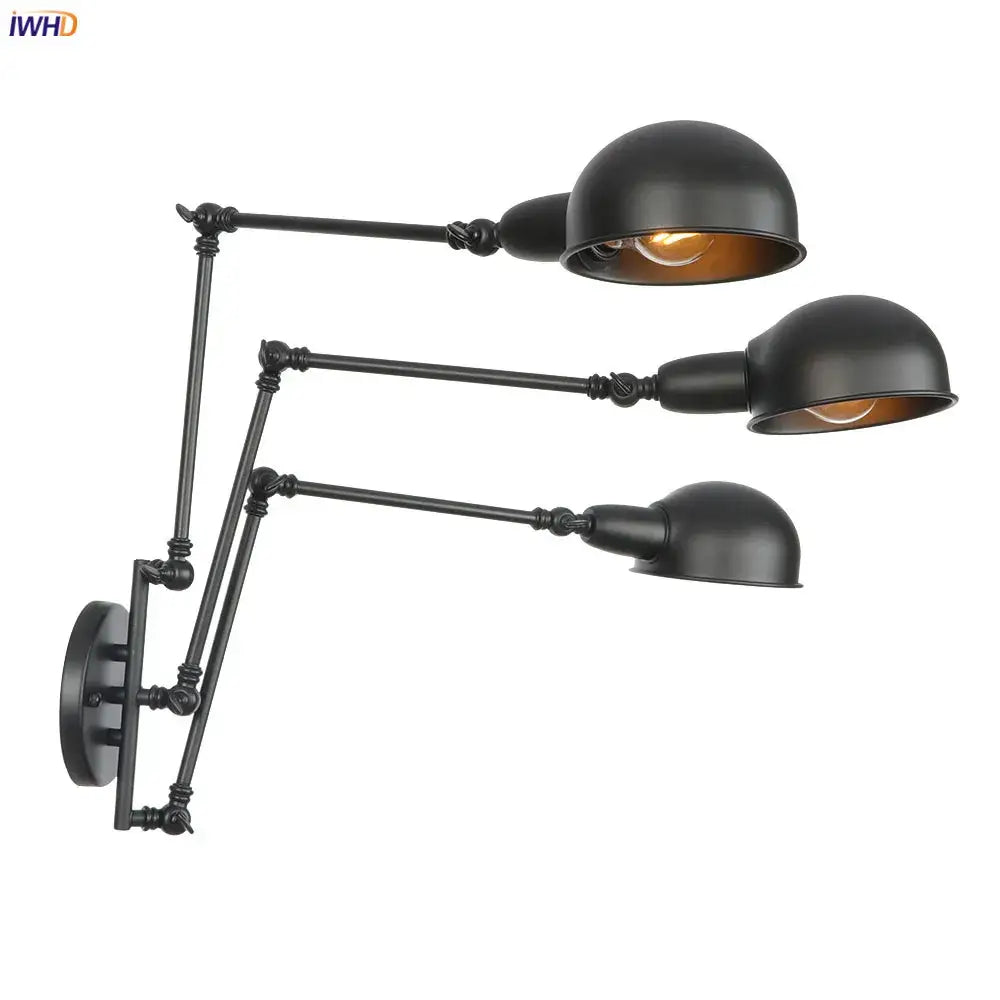 Industrial black loft antique edison wall light with black matte finish and adjustable swing arm for bedroom decorbites loft antique