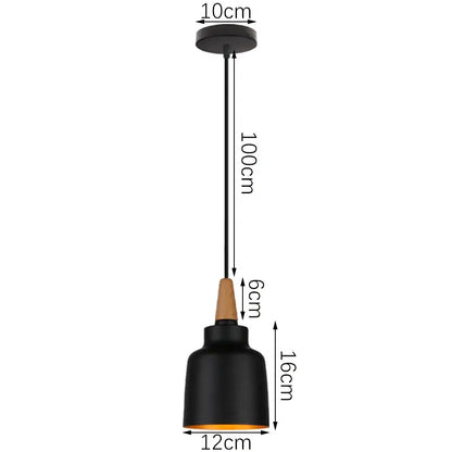 Industrial black matte aluminum pendant light with wooden accents and warm interior for kitchen decorbites industrial aluminium pendant