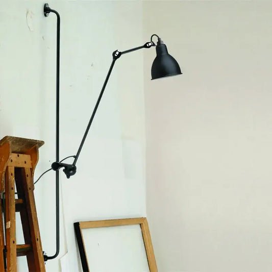 Industrial black matte wall lamp with articulated arms for adjustable bedroom reading light decorbites gras style