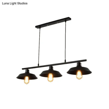 Decorbites™ industrial black metal pendant lighting with three e26 e27 bulb base exposed edison bulbs and dome shades
