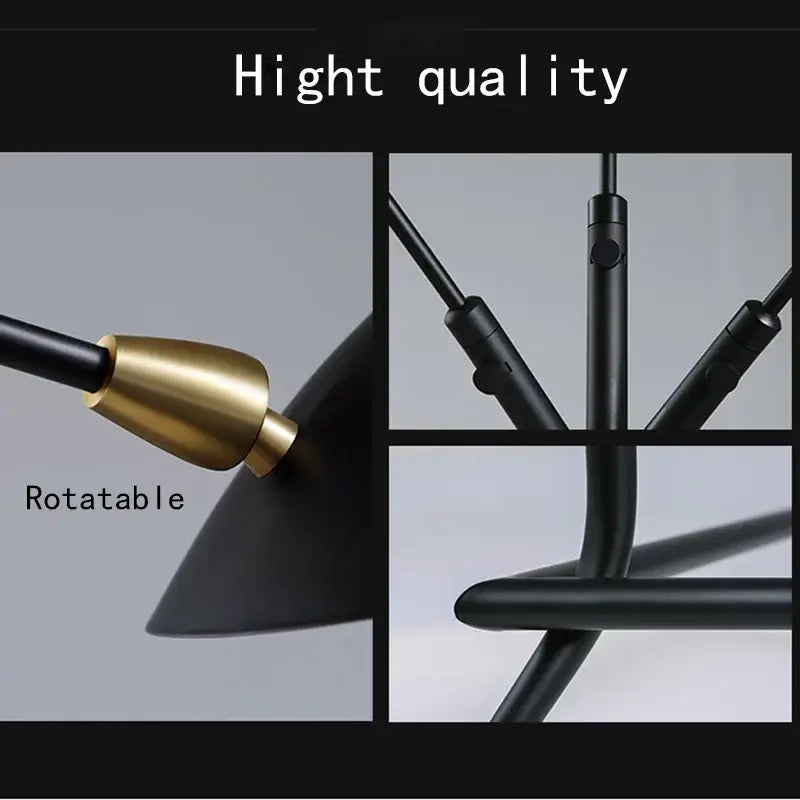 Industrial black metal floor lamp with adjustable arm and rotatable brass cone-shaped modern chandelier shade decorbites adjustable arm
