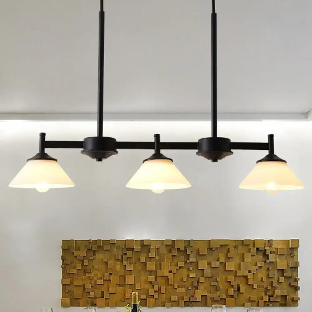 Black metal pendant light with three white glass frosted shades e26 e27 compatible for 110-120v use
