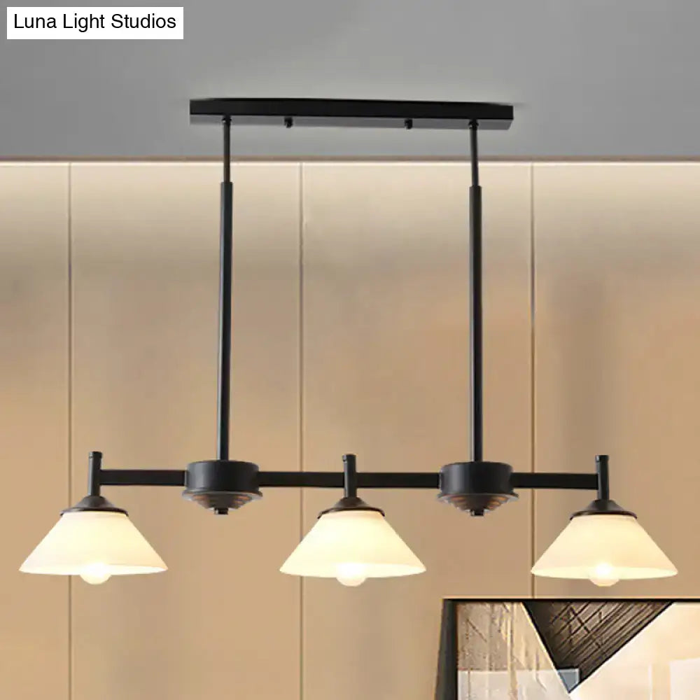 Decorbites industrial cone shade hanging light kit with black metal and three white glass shades e26 e27 110-120v lighting