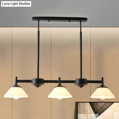 Decorbites industrial cone shade hanging light kit with black metal and three white glass shades e26 e27 110-120v lighting