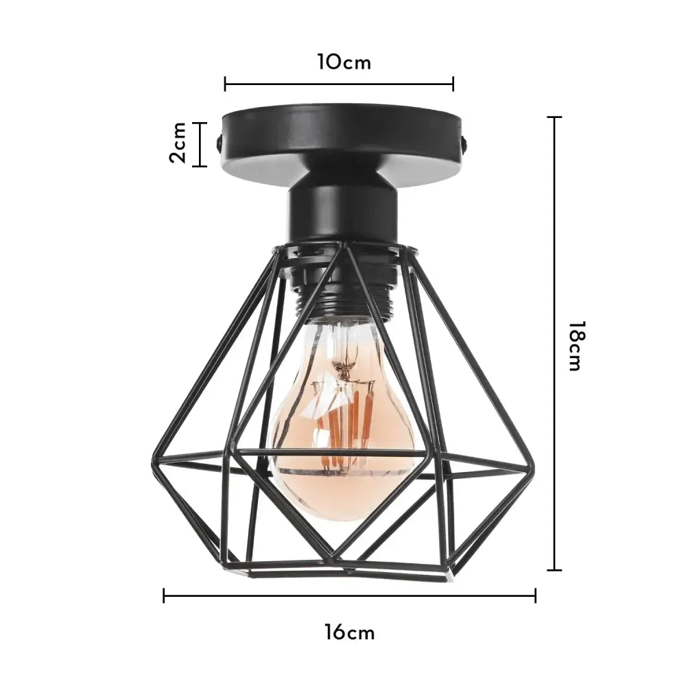 Black metal cage ceiling light with warm filament bulb decorbites industrial led fixture for kitchen decor