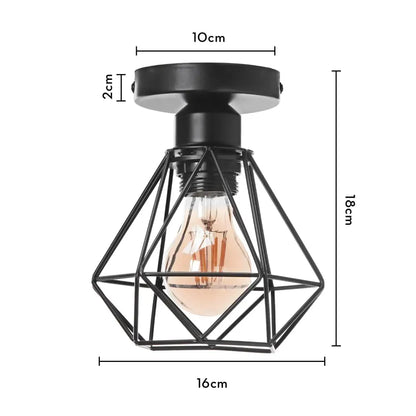 Black metal cage ceiling light with warm filament bulb decorbites industrial led fixture for kitchen decor