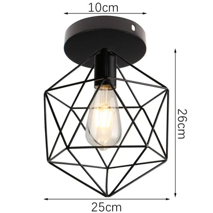 Industrial black metal cage ceiling light with vintage bulb for kitchen decorbites industrial led ceiling fixture