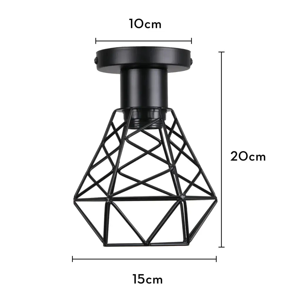 Black metal geometric cage ceiling light fixture ideal for industrial led ceiling decorbites industrial led use