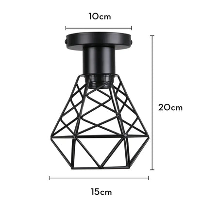 Black metal geometric cage ceiling light fixture ideal for industrial led ceiling decorbites industrial led use