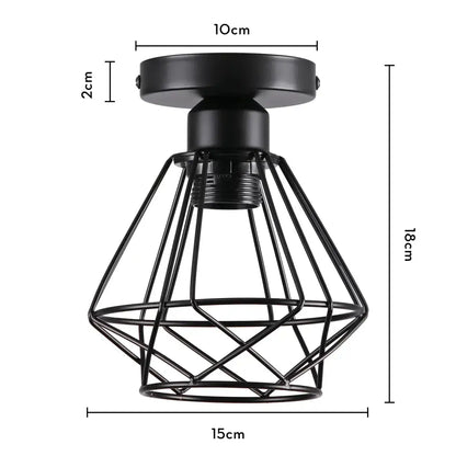 Black metal cage ceiling light fixture with geometric wireframe design for industrial led ceiling decorbites industrial led