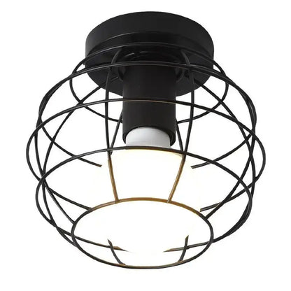Black metal cage industrial led ceiling light with frosted glass shade for kitchen decorbites industrial led fixture