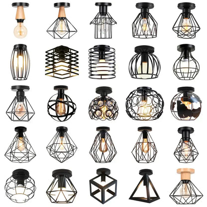 Industrial black metal cage ceiling light fixture with exposed filament bulbs for kitchen decorbites industrial led ceiling use