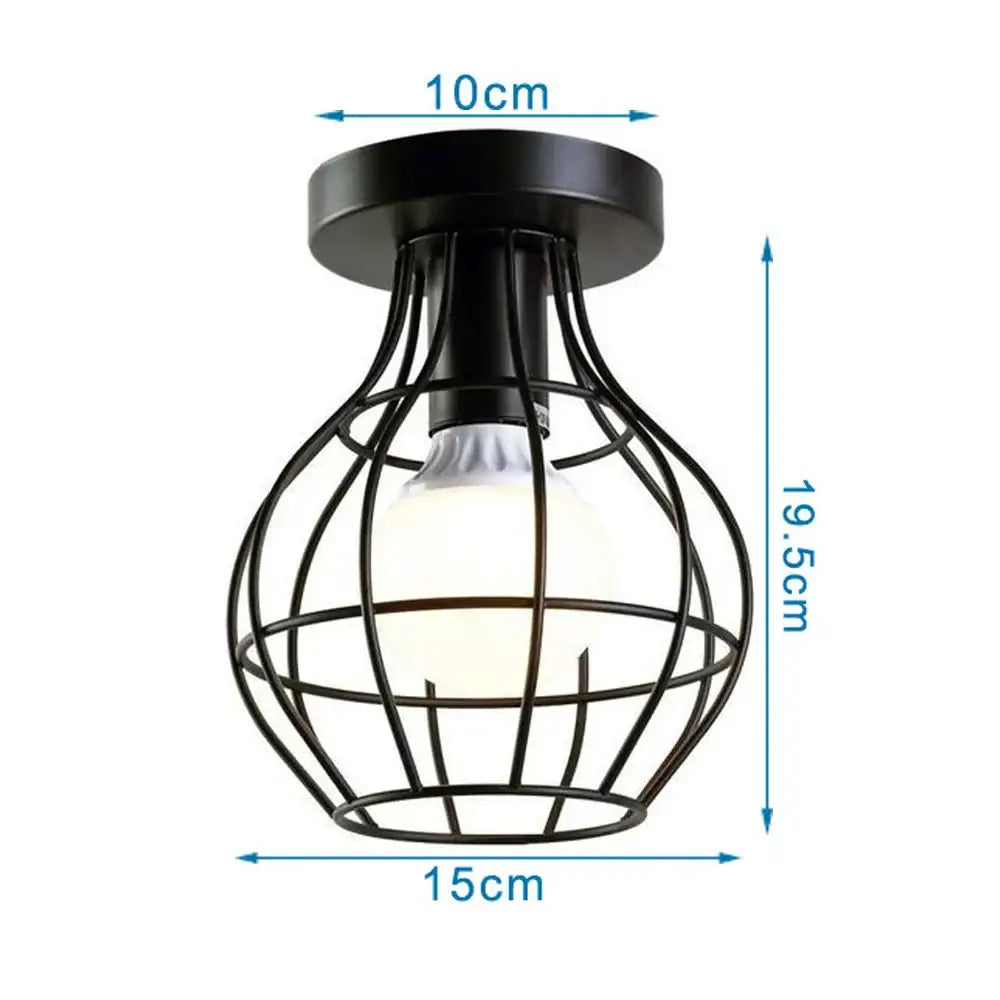 Industrial black metal cage ceiling light with frosted glass bulb for decorbites industrial led ceiling fixtures