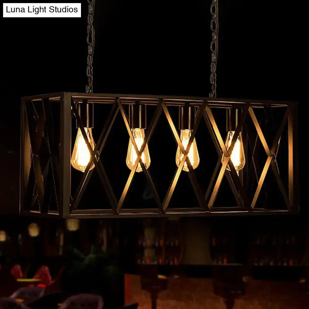 Decorbites industrial metal cage pendant light in black with edison bulbs for coffee shop 220v-240v 110v-120v use