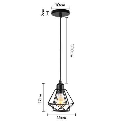 Industrial black metal cage mini pendant light with vintage edison bulb for dining room pendant lighting