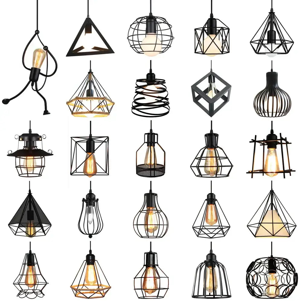 Industrial black metal cage pendant light with exposed filament bulbs for kitchen decorbites industrial led pendant lighting
