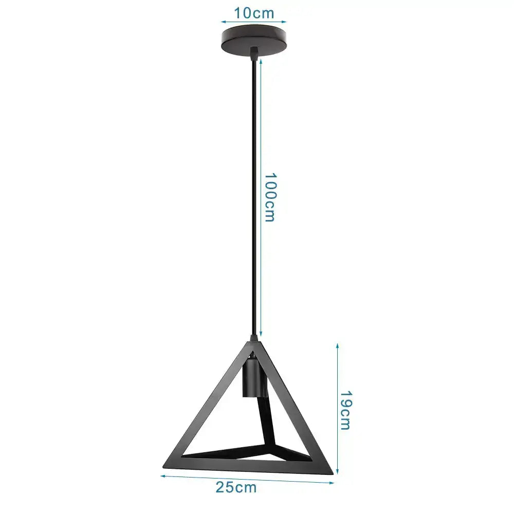 Black triangular pendant light with sleek metal frame and 10cm ceiling mount industrial led pendant decorbites industrial led