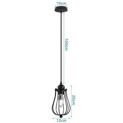 Black wrought iron industrial led pendant light with wire cage design and exposed bulb for kitchen decorbites decor