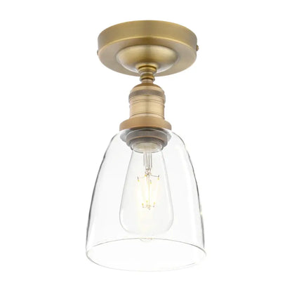 Antique brass-finished pendant light with clear glass shade and exposed filament bulb for decorbites loft bar kitchen