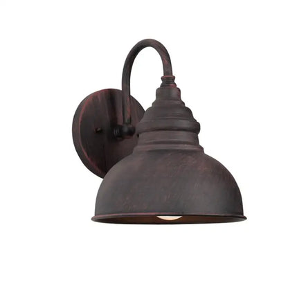 Rustic bronze-finished industrial led outdoor wall lamp with a dome-shaped shade and curved arm for patio decorbites industrial led