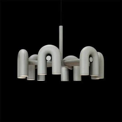Modern gray u-shaped metal chandelier with sleek matte finish for kitchen decor featuring decorbites cirkus led design