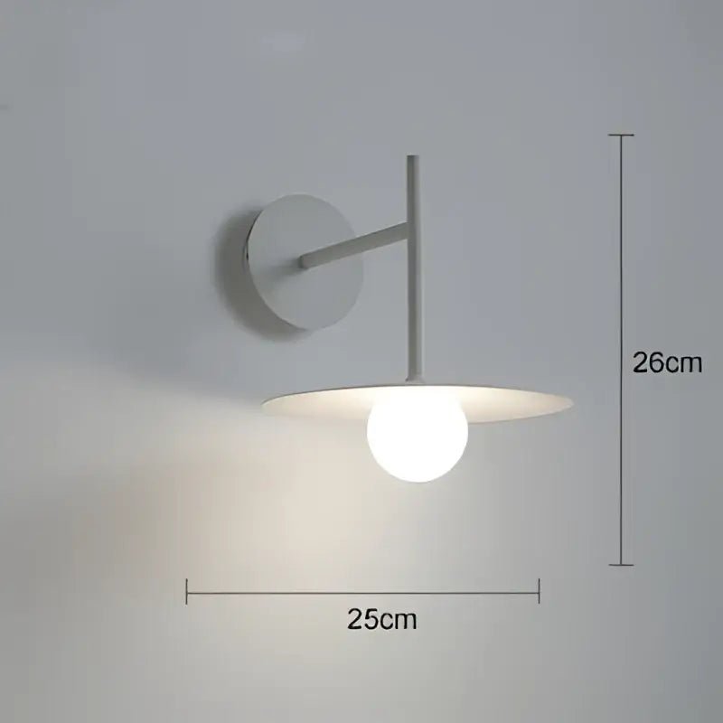 Minimalist white wall lamp with circular base and frosted glass shade, perfect style wall lamp for industrial bedroom use