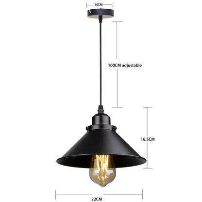 Black metal pendant light with conical shade and exposed Edison bulb for kitchen decorbites industrial black pendant