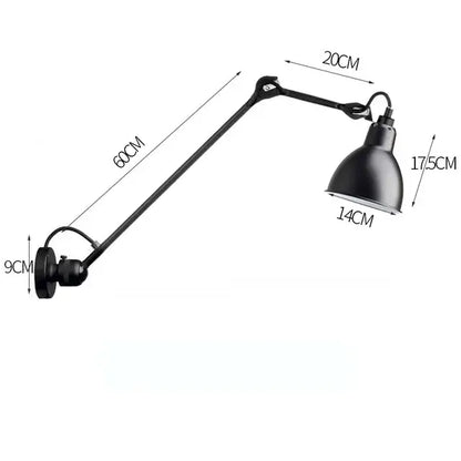 Industrial black and red swing arm wall lamp with black matte decorbites industrial iron finish for bedroom use