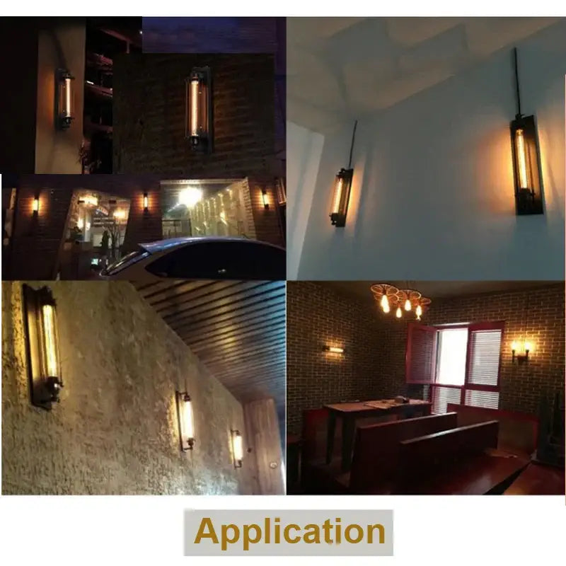 Industrial wall lamp with black metal frame copper accents and exposed filament bulb for bedroom decorbites wall lamp