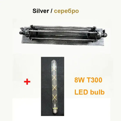 Silver industrial wall lamp with vintage design and 8w t300 led bulb for decorbites industrial wall lighting