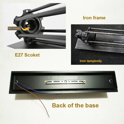 Black iron industrial wall lamp with e27 socket and sleek rectangular base for bedroom decorbites industrial wall use