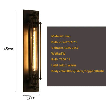 Industrial black silver and copper wall lamp with exposed warm t300 bulb for decorbites industrial wall lamp decor