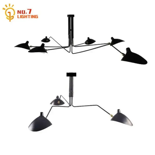 Black metal spider ceiling lamp with sleek angular arms and conical shades decorbites industrial spider chandelier