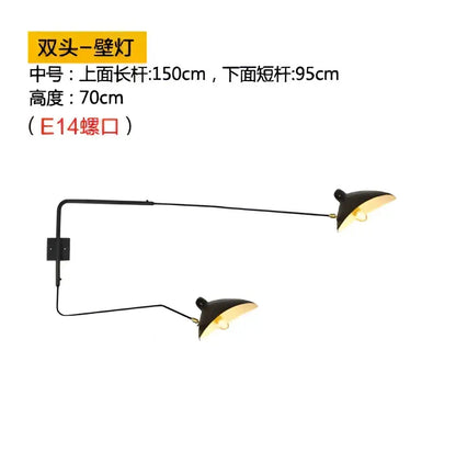 Black double-headed metal wall lamp with sleek curved arms in decorbites industrial spider ceiling lamp style
