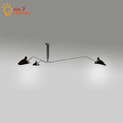 Black matte industrial spider ceiling lamp with three adjustable metal arms and conical shades for living room decorbites ceiling lamp