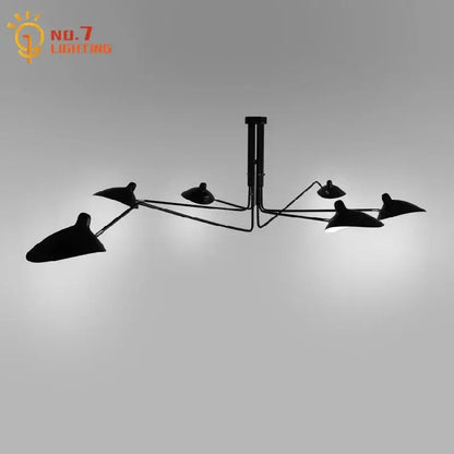 Black metal industrial spider ceiling lamp with six angular lampshades for modern living room decorbites decor
