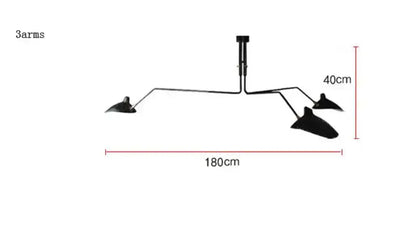 Industrial black swing arm chandelier with three curved metal arms and conical shades for dining room decorbites black swing