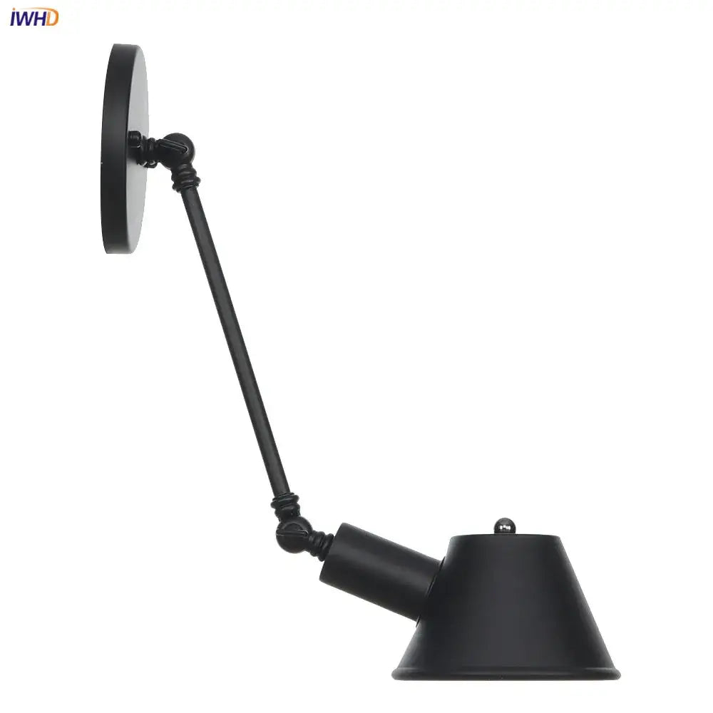 Industrial black swing arm wall light with matte black finish conical shade and adjustable articulated arm decorbites black swing