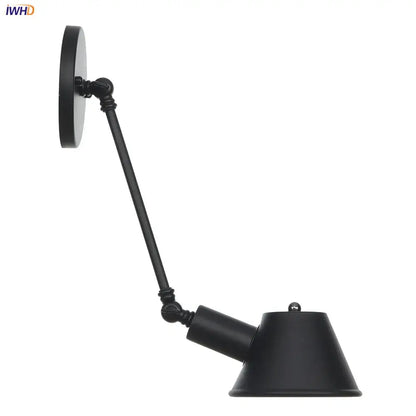 Industrial black swing arm wall light with matte black finish conical shade and adjustable articulated arm decorbites black swing