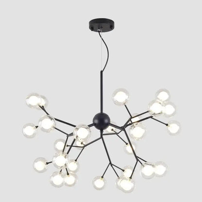 Industrial black tree branch chandelier with multiple clear glass ball firefly bulbs for dining room decorbites decor