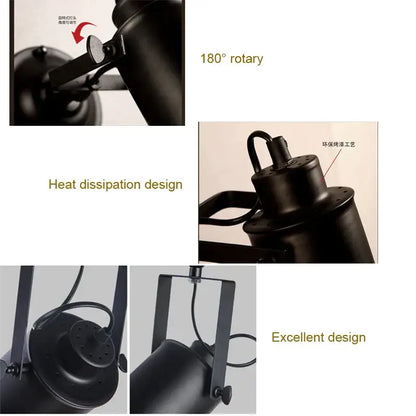 Industrial black vintage wall light with adjustable arm black matte industrial-style rotary head decorbites industrial vintage wall light