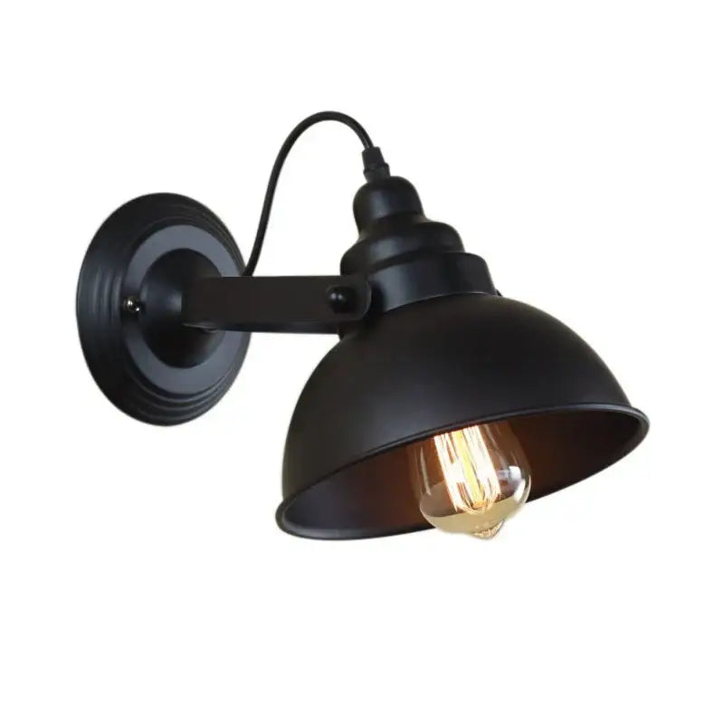 Industrial black wall sconce with matte wrought iron finish and exposed Edison bulb for retro bedroom decorbites industrial black