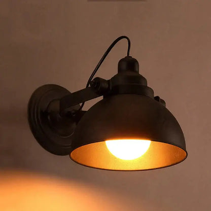 Industrial black wall sconce bedroom retro wrought iron lamp with warm glowing interior for decorbites industrial black style
