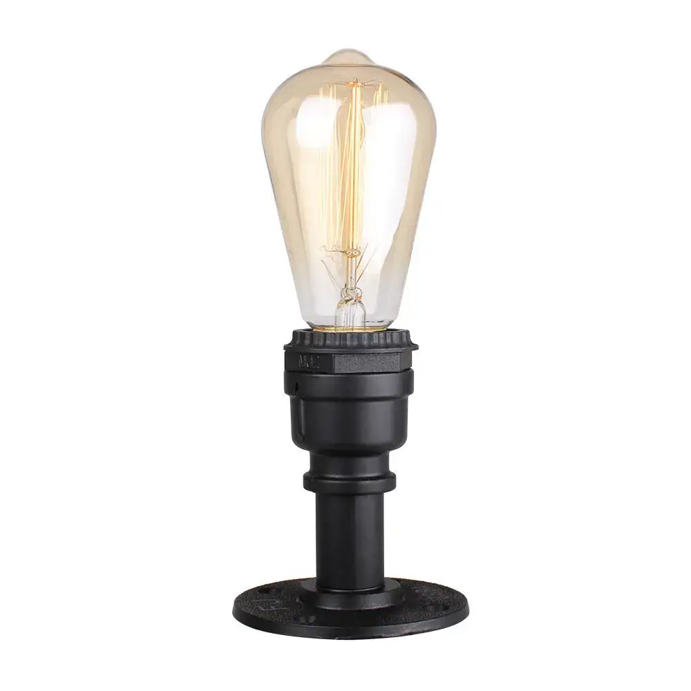 Industrial black water pipe wall lamp with clear glass filament bulb for bedroom decorbites industrial water style