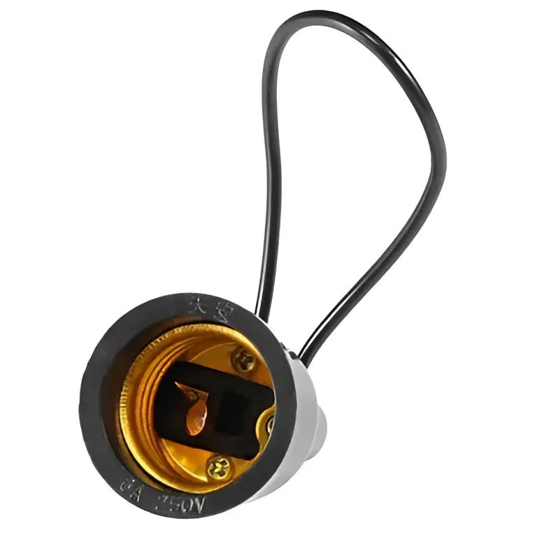 Black and gold decorbites black waterproof e27 lamp socket with curved wire loop for industrial outdoor use