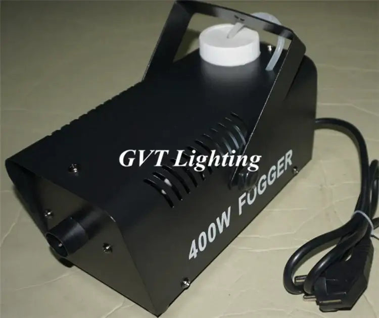 Black metal 400w fog machine with white cap and power cord for industrial wireless remote fog party decor use