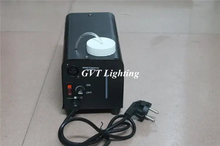 Industrial black and white 400w wireless remote fog machine with white cap and control panel featuring on off switches