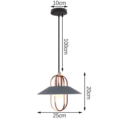 Modern pendant light with copper-toned metal frame and matte gray shade decorbites iron pendant light for dining room decor