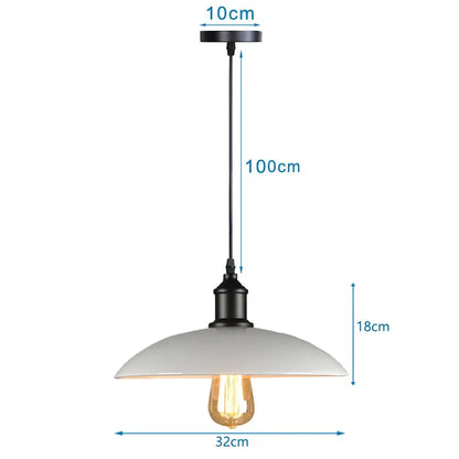 Industrial-style decorbites iron pendant light with matte black frame and off-white ceramic shade for dining room decor