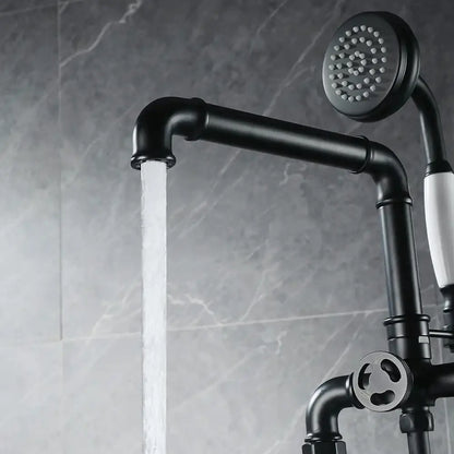 Industrial black & white dual handle shower faucet with black matte finish and white ceramic accents by decorbites industrial black
